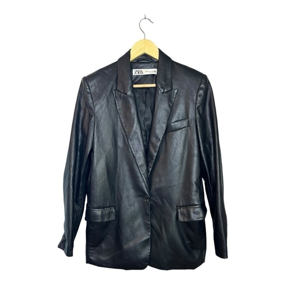 ZARA Faux Leather Blazer XS Blogger Favorite - Picture 8 of 13